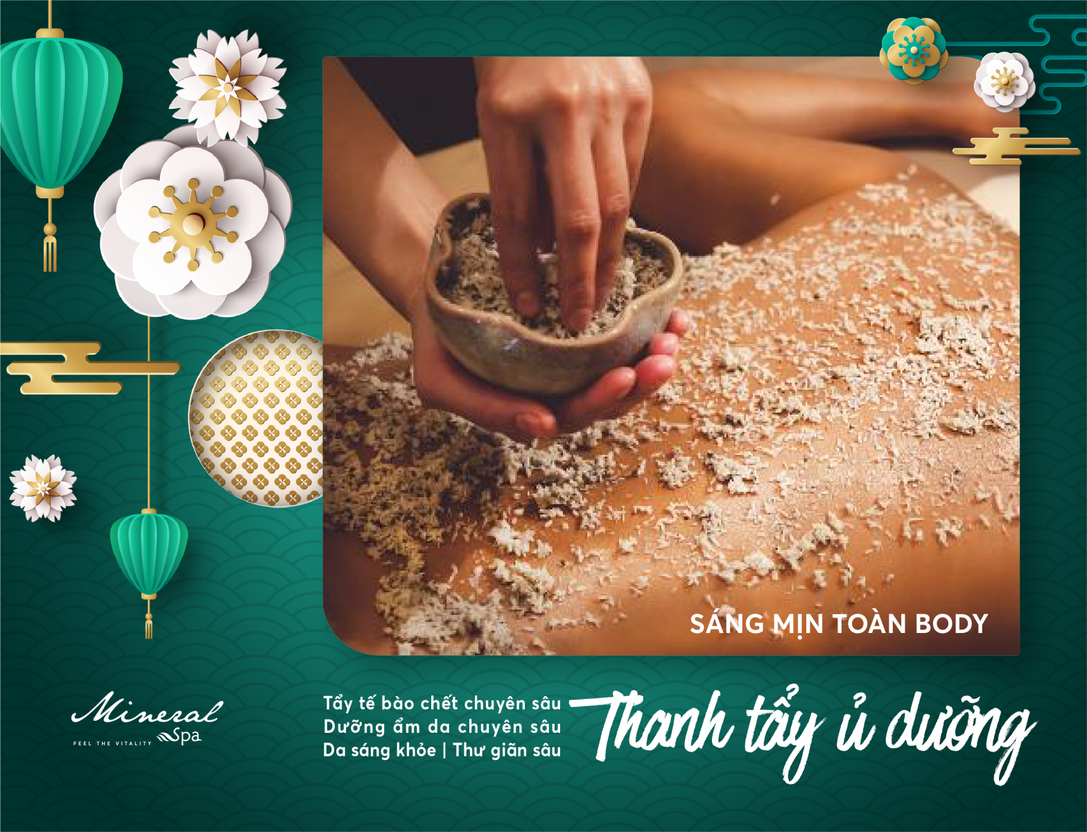 Thanh tẩy cơ thể ủ dưỡng sáng mịn tại Mineral Spa 