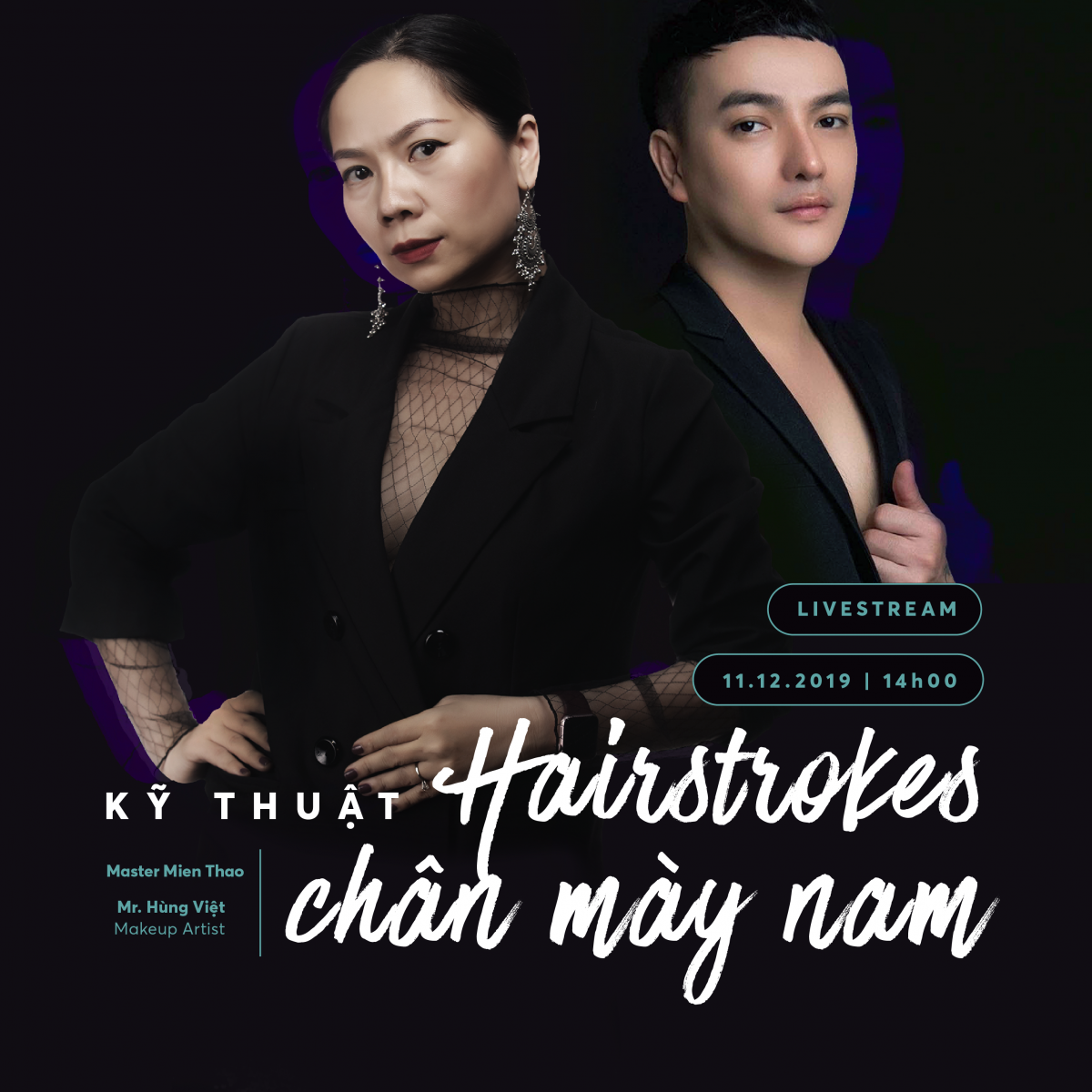 Livestream Kỹ thuật Hairstrokes trên nền chân mày nam 